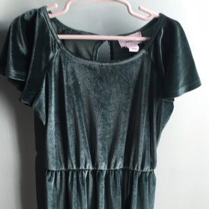 Emerald green velvet dress